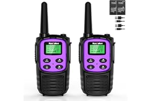 MaxTalker Walkie Talkies Long Range for Adult, MT10 Rechargeable Walkie Talkies FRS Two Way Radio, NOAA, 1200mAh Li-ion Battery USB-C Cable, LED Flashlight,VOX Walkie Talkie for Camping 2Pack (Purple)