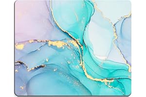 Armanza Mouse Pad, Cyan Blue Marble Mouse Pad, Washable Square Cloth Mousepad for Office Laptop, Non-Slip Rubber Base for Wireless Mouse for Computer Desk