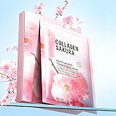Redcool Sakura Collagen Face Mask, Bio-Collagen Real Deep Hydrating Facial Mask, Overnight Moisturizing & Firming Sheet Mask, Improves Elasticity and Smoothness, Gentle for All Skin Types, 4PCS