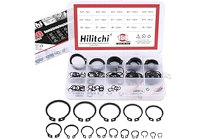 Hilitchi 150-Pcs Alloy Steel External Circlip Snap Retaining Clip Ring Assortment Kit - Size: 4mm to 28mm