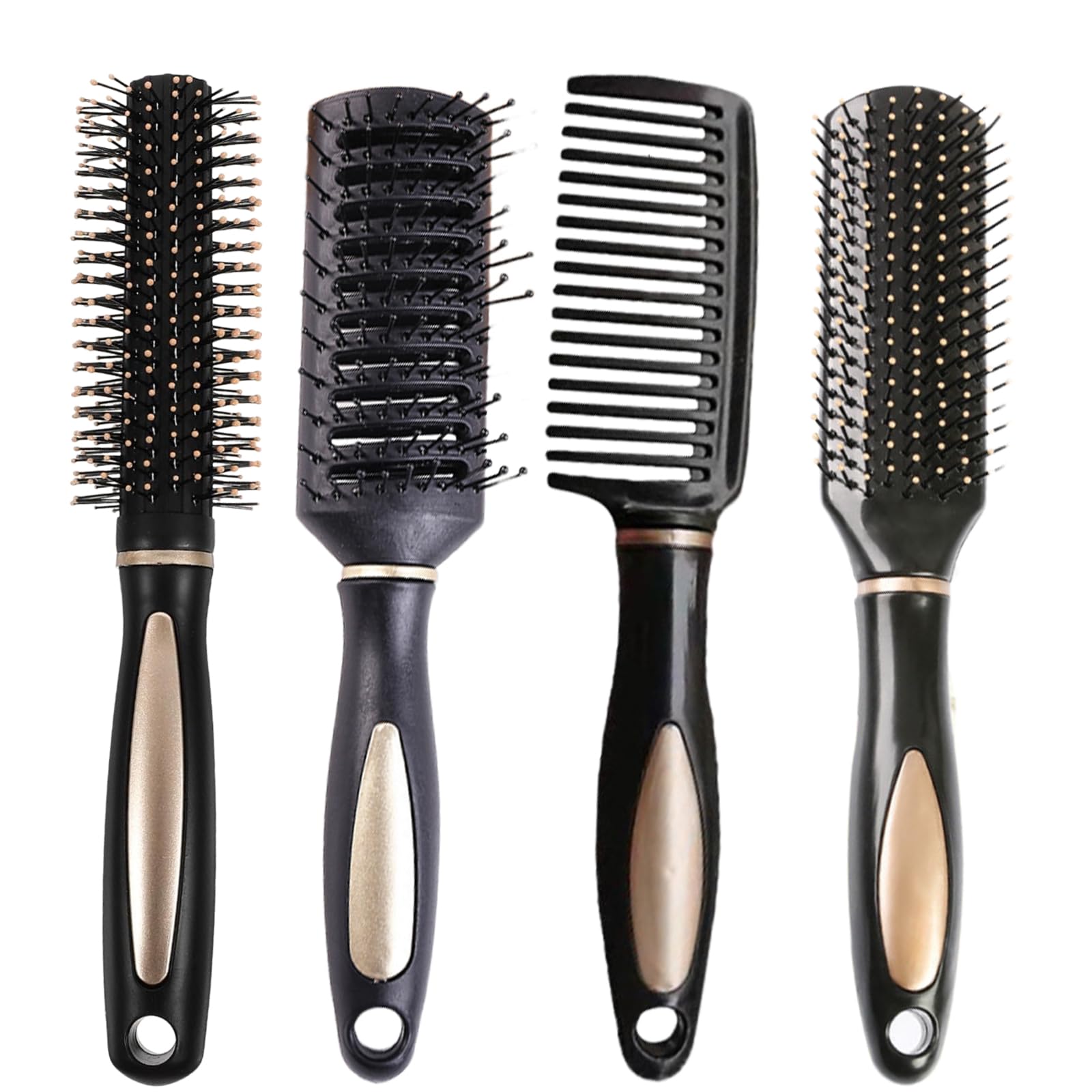 4 Packs Hair Brush Set for Women - Round, Curling, and Styling Tools for Creating and Smoothing Curly or Wavy Hair