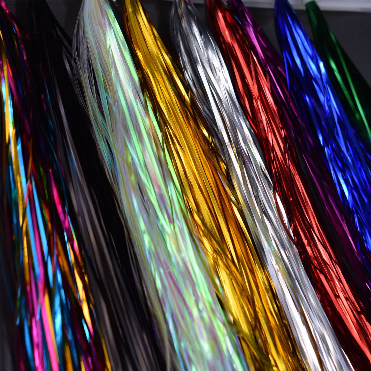 10 PCS Random Colors 1mm Width Flashabou Tinsel Flat Mylar for Fishing Flies Making
