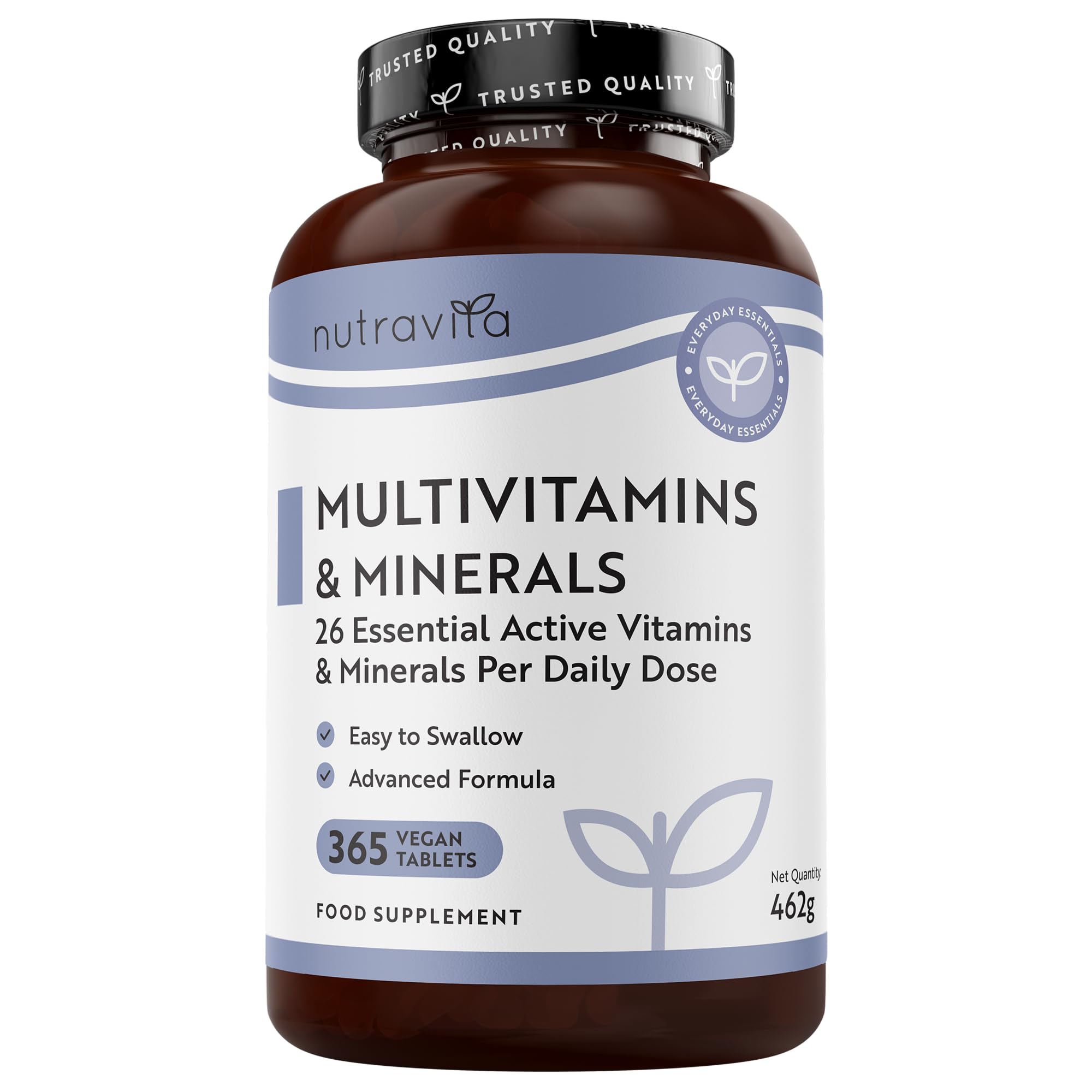 Nutravita Multivitamins & Minerals - 365 Vegan Tablets, 1 Year Supply - Immune System Support - Multivitamin Tablets for Women & Men - 26 Essential Active Vitamins & Minerals - Made in the UK