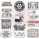 12 Pcs Rescue Dog Stickers Set, Cute Pet Adoption and Animal Lover with Quotes Like Who Rescued Who and Rescued is My Favorite Breed, Stickers for Laptop, Bottle, Phone, Notebook, Car 3 Inches