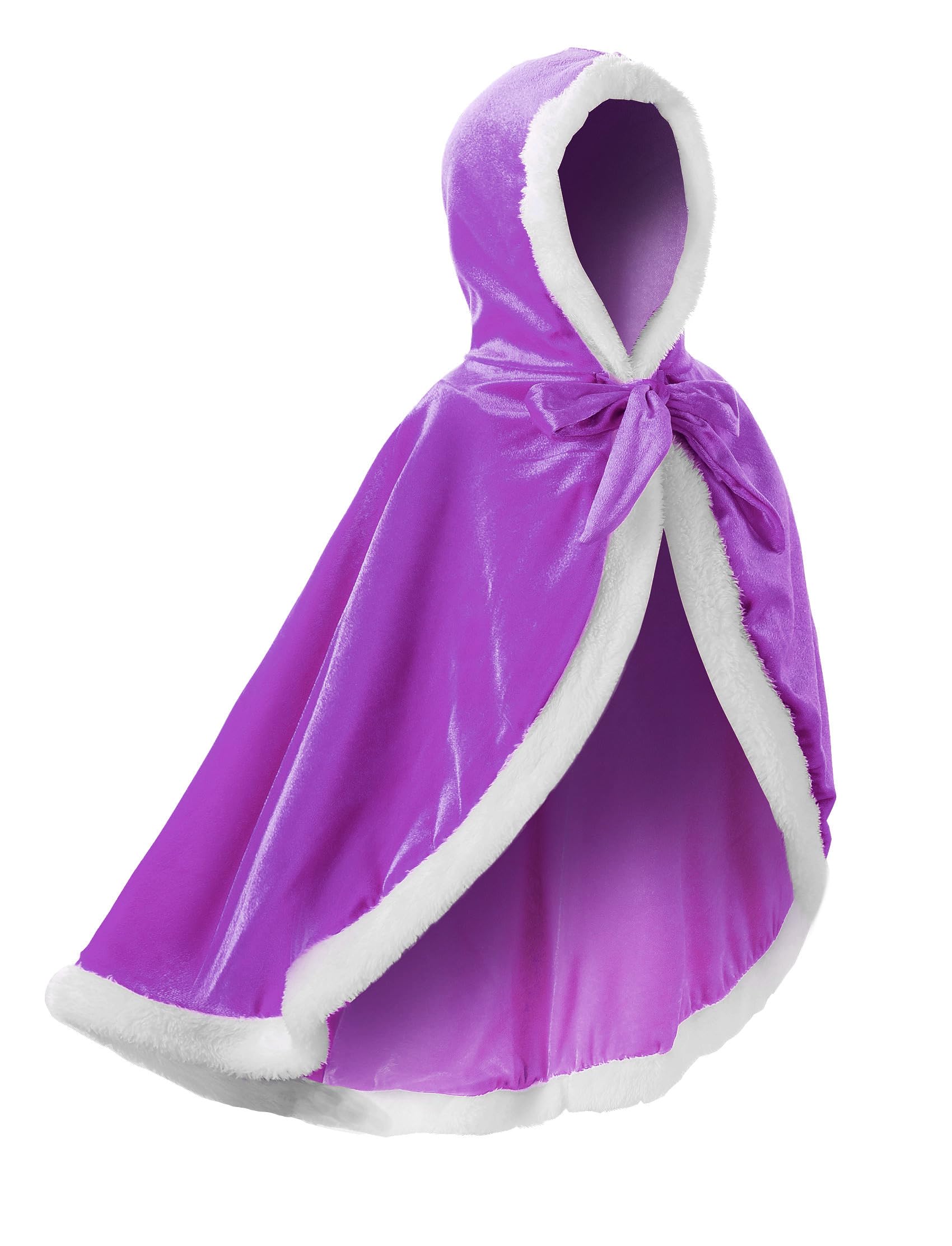 JerrisApparel Girl Cape Wedding Cloak Dress Coat Matching Snow Princess Costume (130, Purple)