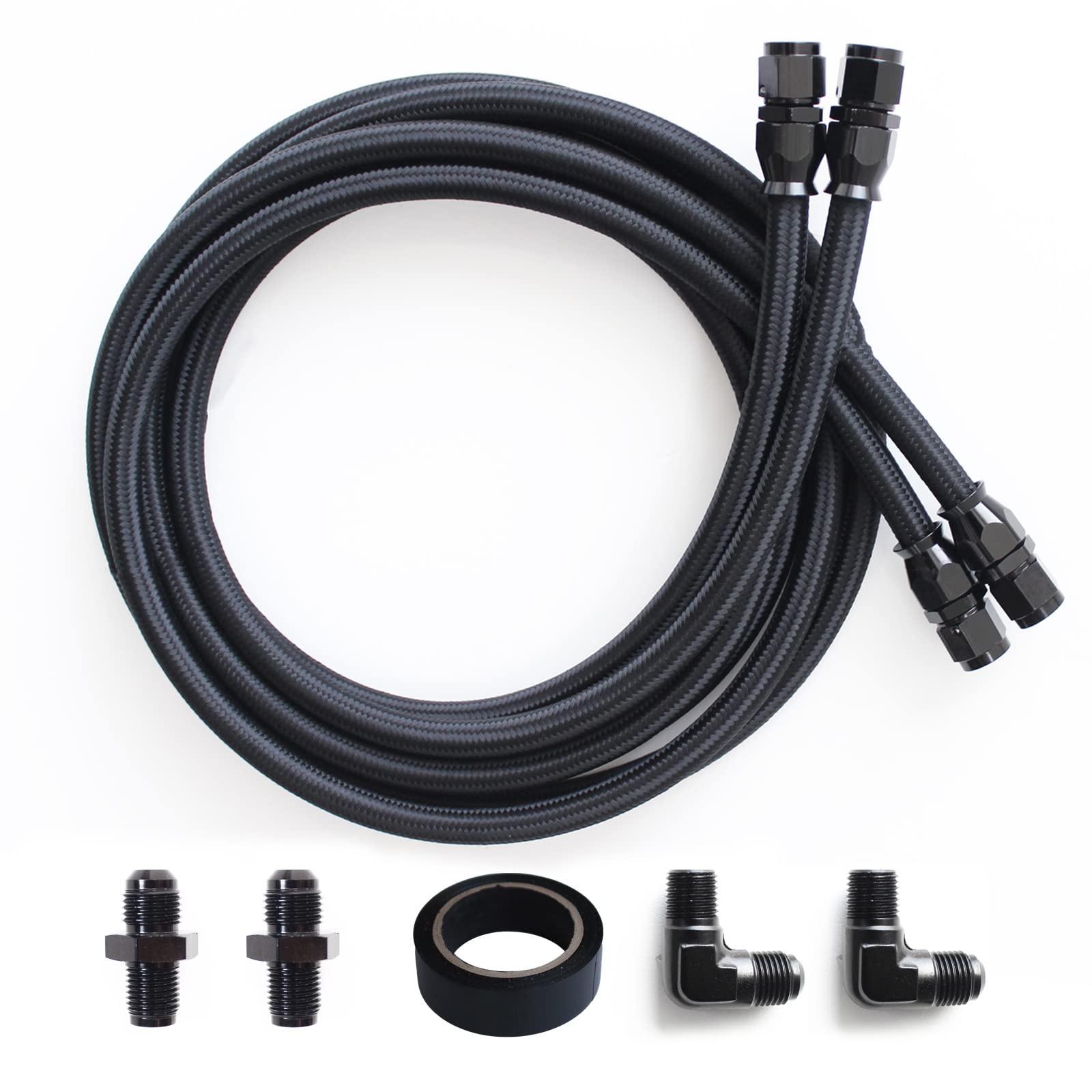 Photo 1 of 6AN Transmission Cooling Line Hose Compatible with 4L60 700R4 TH350 TH400 7 Ft Long Hose Fitting Nylon Stainless Steel Braided Lines