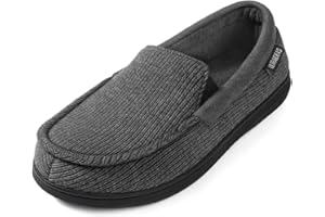 ULTRAIDEAS Men's Moc-Toe Slippers Loafer House Shoes Indoor Outdoor Memory Foam with Breathable&Warm Knit Upper