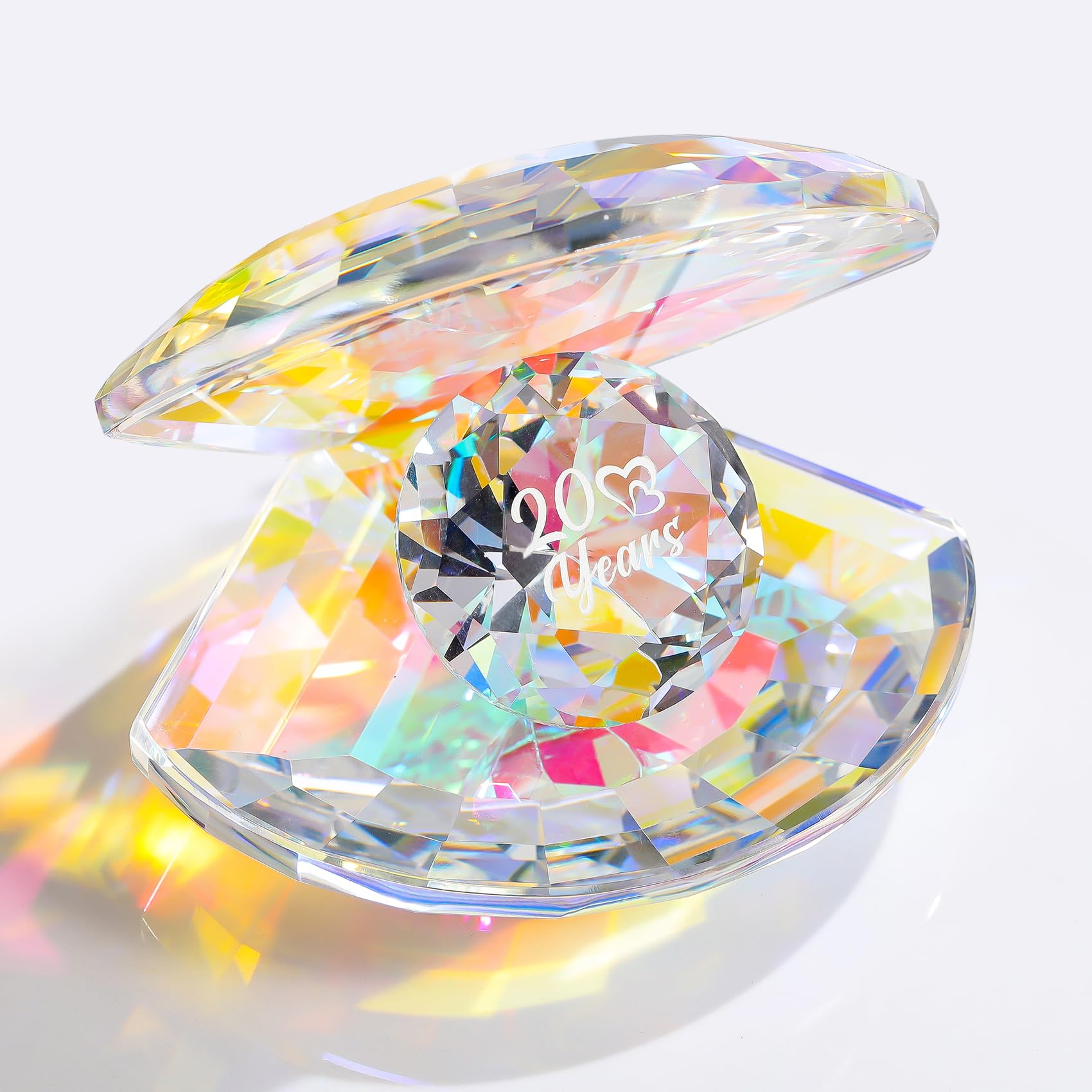 Movdyka Crystal Shell 20th Anniversary Romantic Gifts for Parents China Wedding 20 Years of Love Presents Ideas for Wife Marriage Keepsake for Partners Party Decor Ornament