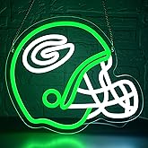 Football Neon Sign for Wall Decor Dimmable Football Team Neon Sign for Man Cave or Garage Decor Birthday Gifts for Men Green Led Light for Bedroom Bar Dorm Party Game Room Size 11.8 * 10.11(ZYLD295)