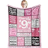 Hocgiwd Gifts for 9 Year Old Girls, 9 Year Old Girl Birthday Gifts, 9th Birthday Gift for Girls, 9th Birthday Decorations for Girl Blanket 60x50in