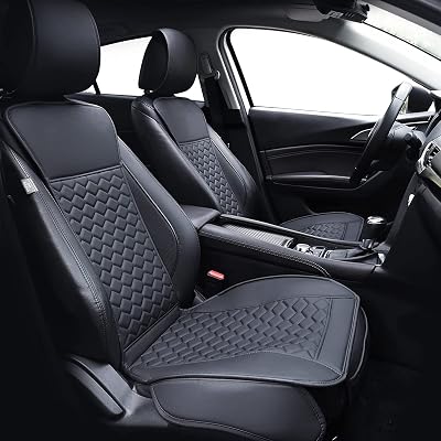 Elantrip waterproof leather car seat covers front 2 piece universal fit black