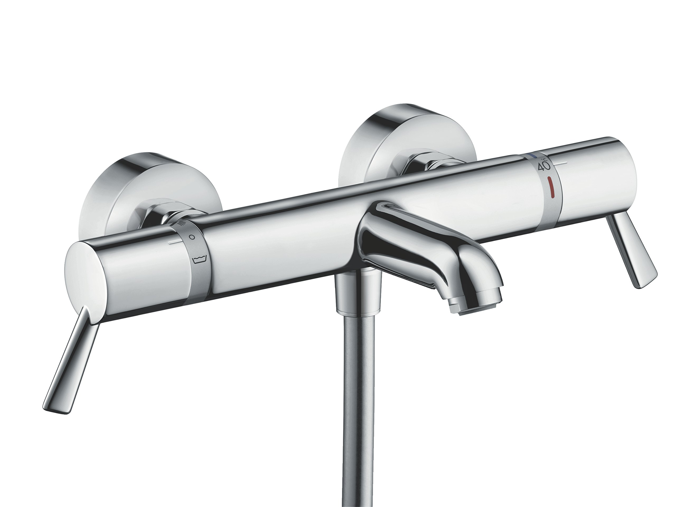 Hansgrohe Ecostat Thermostatic Bath Mixer Comfort Care with Extra Long Handles, Chrome, 13115000