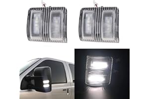 csslyzl Clear Lens White LED Side Mirror Marker Lights Compatible with 2008-2016 Ford F250 F350 F450 Super Duty Side Mirror LED Turn Signal Lights