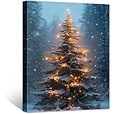 Framed Christmas Pictures Wall Decor,Vintage Pine Tree Prints,Winter Christmas Canvas Wall Art Decoration for Bedroom Bathroom Living Room Rustic Xmas Holiday Gifts (Christmas Tree 3, 11'' X 14'')