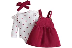 LUJENGEFA Newborn Baby Girl Clothes Romper Ruffle Short Sleeve Tops + Cute Bear Cartoon Jeans Skirt Outfit Set