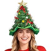 Jococs Christmas Tree Hat Costume Xmas Tree Head Accessories Green Santa Hat for Christmas Party Supplies