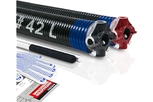 KAIMINDOGZ Pair of 2" Garage Door Torsion Springs Set with Non-Slip Winding Bars & Gloves, High Quality Precision Electrophoresis Black Coated, for Replacement & Installation, MIN 16,000 Cycles (0.262x2''x42'')