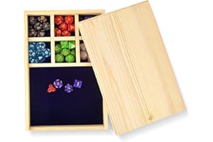 DOSTATNI Wooden Dice Rolling Tray with Storage Dice Rolling Tray with Lid DND Dice Storage and Tray DND Dice Box DND Dice Holder for Tabletop Games（no dice Include）