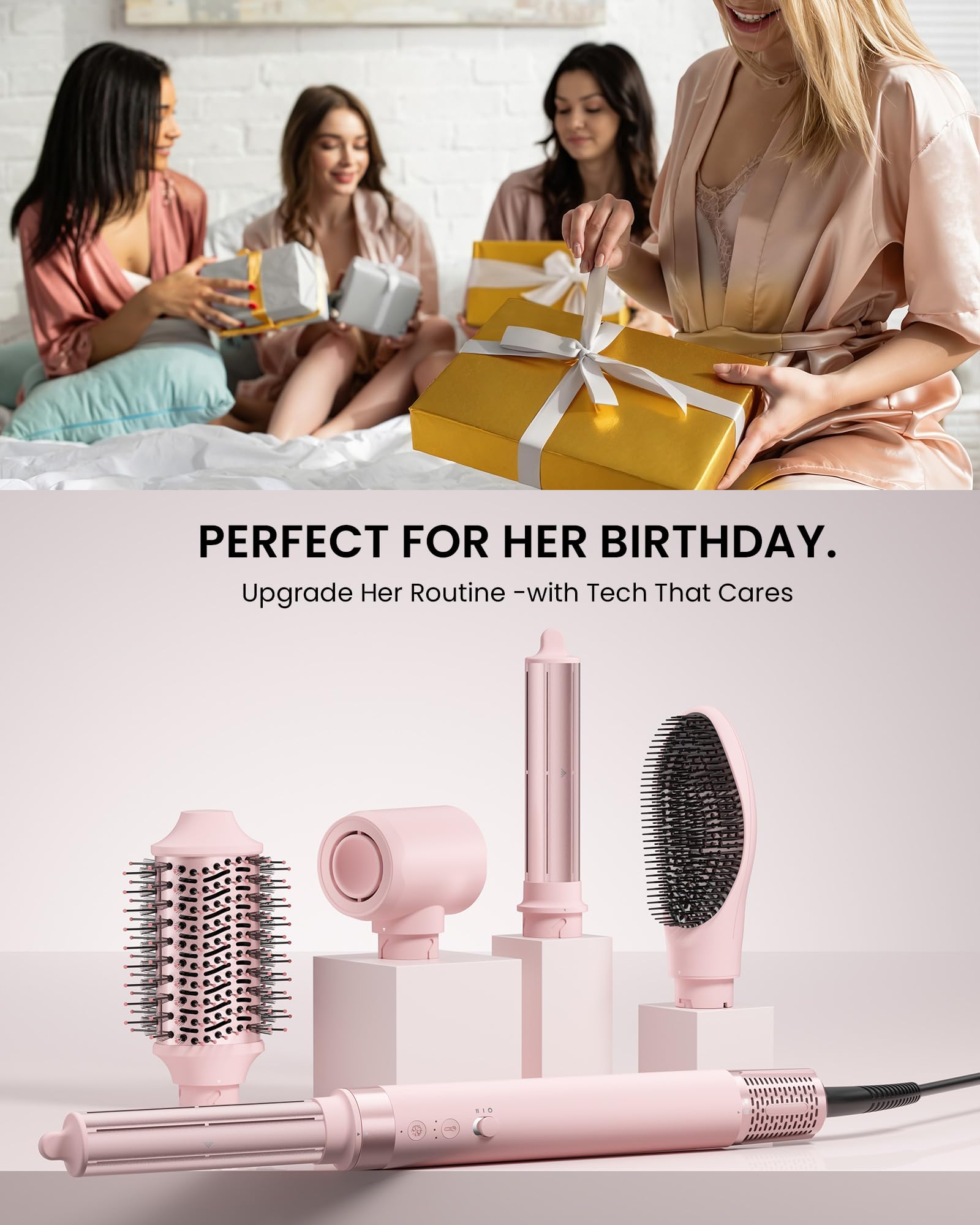 MESCOMB 5 in 1 Hot Air Styler Wrap – High-Speed Hair Dryer Brush with Auto Wrap Curlers, Fast Drying & Frizz-Free Styling, No Heat Damage, Volumizing Brush with Travel Bag