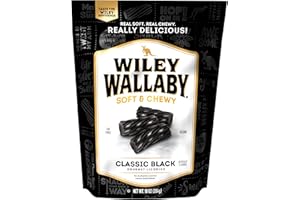 Wiley Wallaby Licorice 10 Ounce Classic Gourmet Soft & Chewy Australian Black Licorice Candy Twists, 1 Pack