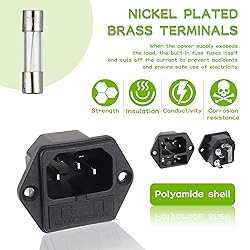 EPLZON AC 250V 10A 2 in 1 Mount Inlet Module Plug