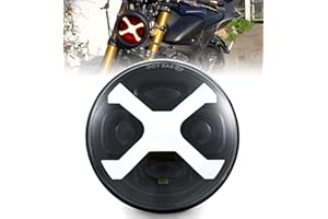 HENGTUAOTO 5-3/4 5.75" LED X-Style Motorcycle Headlight Red DRL Compatible with Sportster Iron 883 SuperLow XL883 XL1200,Softail Springer, Dyna Street Bob Low Rider