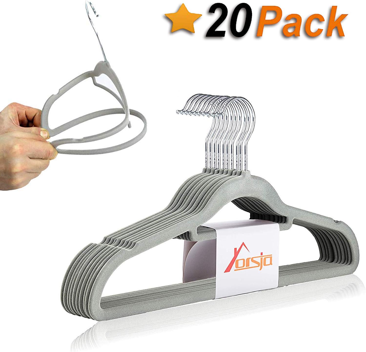 ORSJA Velvet Hangers, Coat Hangers 20 Pack, Anti-break Ultra Thin Space Saving Non-Slip Hangers …