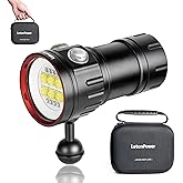 LetonPower B24 Dive Light Underwater Flashlight 9000Lumens Underwater Video Lights 80m Scuba Dive Light Diving Flashlight for Under Water Sports,Underwater Video Shooting and Photography