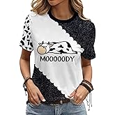 Women's Casual Aztec Ethnic Geometric Pattern Printed Shirt Loose Short Sleeved T-Shirt Western Classic Round Neck top