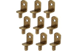 Maexxna 40pcs L-Shaped Metal Cabinet Shelf Clips with 6mm Hole, Bronze Shelf Pins for Kitchen Bookcase Furniture Support