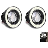 Zigeiya 2 PCS Car Fog Light, 3" Angel Eye LED Fog Lamp, Super Bright Round Daytime Running Light Bulb, Universal for Most Cars Suvs (White)