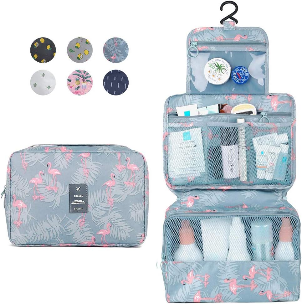 YumSur Hanging Travel Toiletry Bag,Flamingo Wash Bag Portable Make Up Bag for Women,Large Capacity Cosmetic Bag Perfect for Travel/Daily Use - Image 3