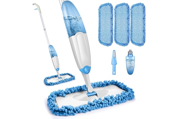 Tina&Tony Microfiber Spray Mop for Floor Cleaning, Hardwood Floor Spray Dry Wet Mop with 3 Reusable Refills Pads & 435ML Refi