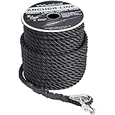 Marine System Made Nylon 3 Strand Anchor/Rigging Line Anchor Rope 3/8 Inch 100FT 150FT Black (3/8" x 100')