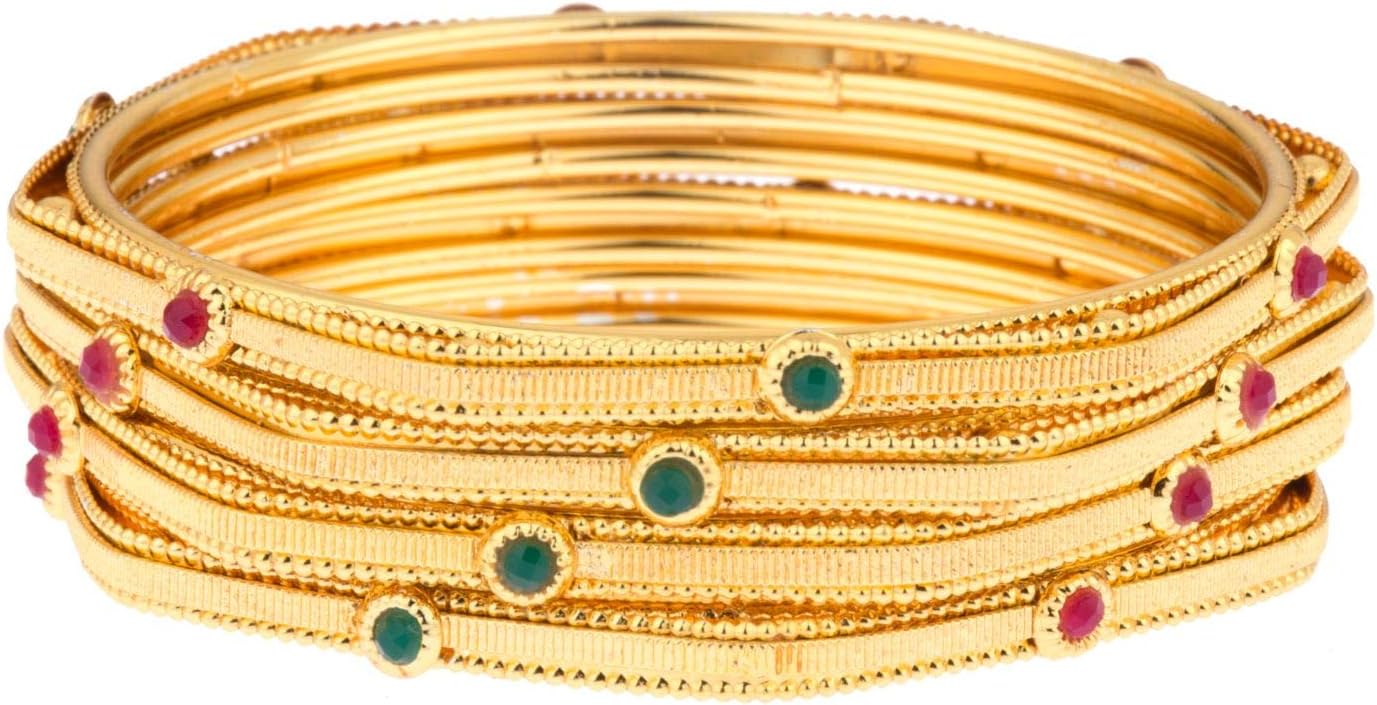 Efulgenz Indian Style Bollywood 14 K Gold Plated Kundan Crystal Rhinestone Wedding Bridal Bracelet Bangle Set Jewelry