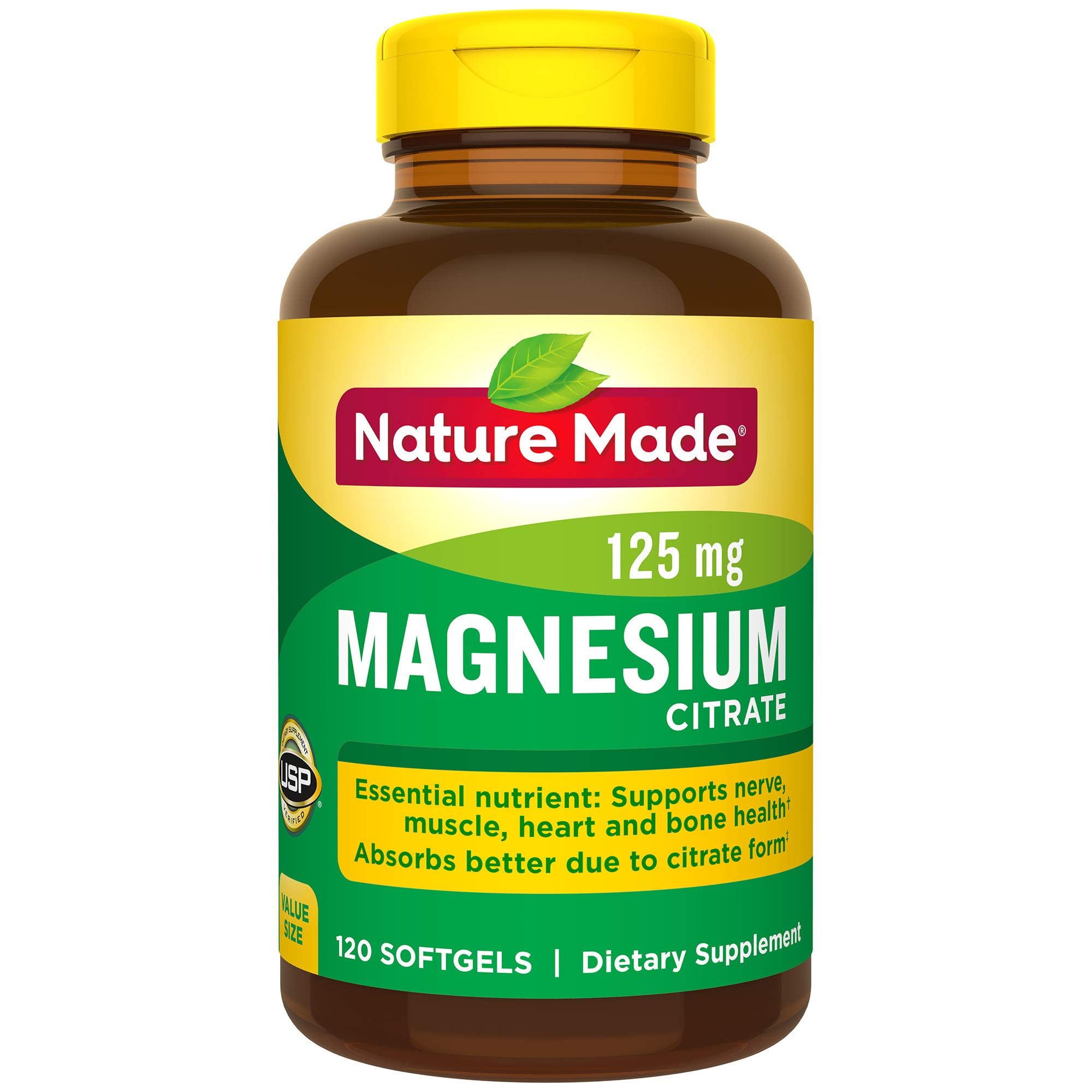 Galleon Nature Made Magnesium Citrate 250 Mg Softgels, 120 Count For Nutrition Support