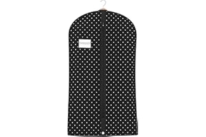 HANGERWORLD 40inch Garment Bag for Suits and Dresses Bags for Closet Storage Breathable Clothes Cover Dust Protector (1 Pack, Black Polka)