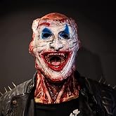 Scary Halloween Joker Mask, Realistic Latex Full Head Skull Mask with Moving Jaw for Cosplay Party Costume