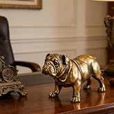 Bronze Bulldog Decor Resin Dog Statue Bull Dog Figurine For Home Decoration | English Bulldog Statue Wallstreet Bull Statue for Desk Pitbull Figurine Office Shelf Table Ornaments Dog Lover Gifts for Men