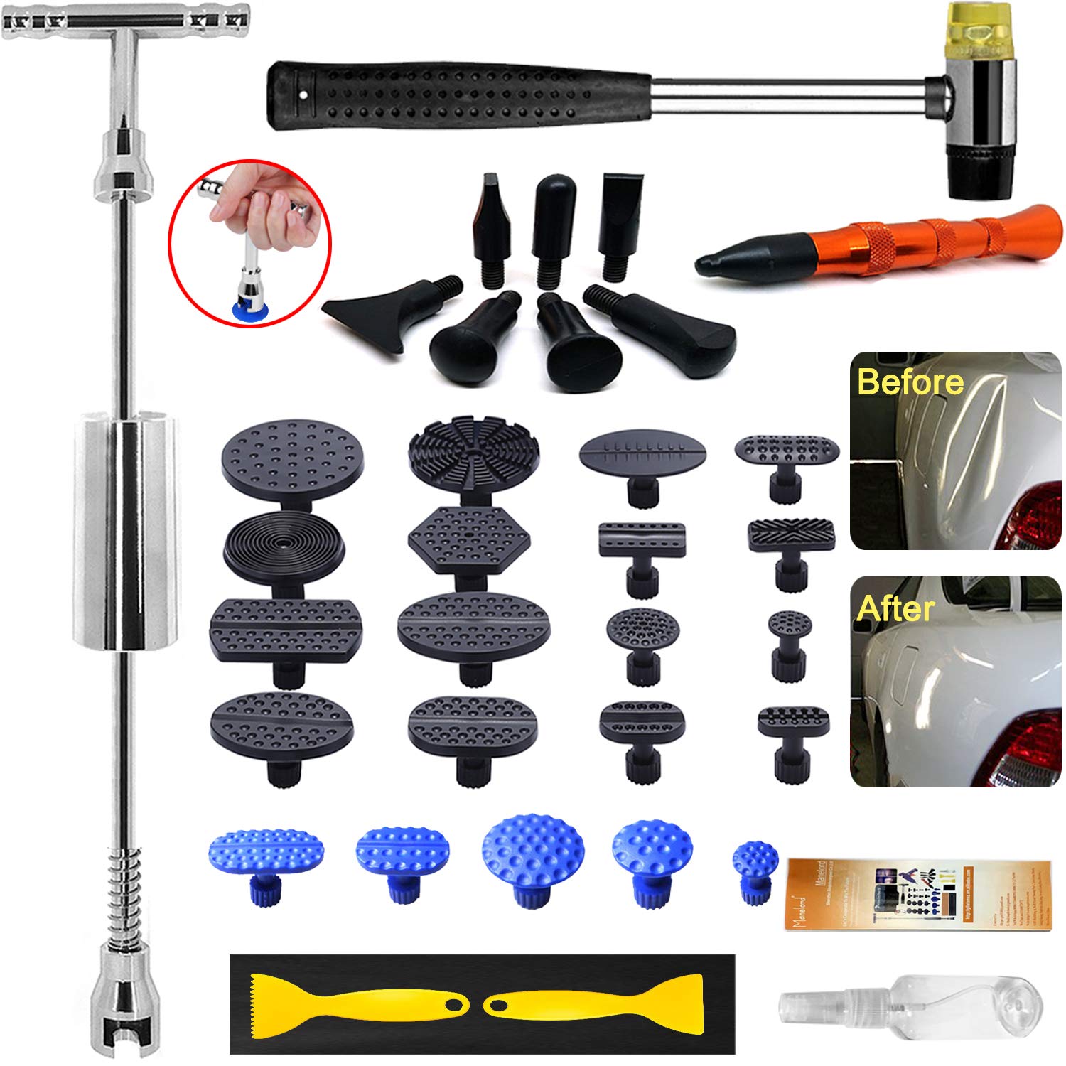 Manelord Auto Body Dent Puller Dent Repair kit with Slide Hammer T