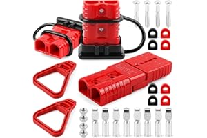 Zhushan 4PCS 1/0 AWG 175A Battery Quick Connect/Disconnect Plugs (Red), 12–36V Heavy Duty Connectors for Car, RV, Winch, Sola