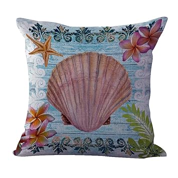 Amazon Com Scallop Shell Plumier Coastal Beach Cushion Cover