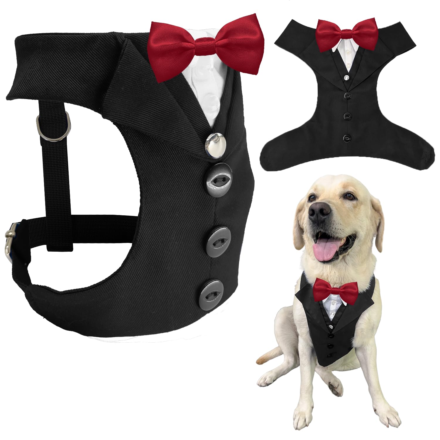 Photo 1 of AVERYDAY Dog Tuxedo for Wedding Outfit, Dog Suit and Tie Costumes for Birthday, Halloween, Cosplay, Christmas Party, Pet Formal Wear with Bowtie, Tux for Medium Large Dogs, Bulldog, Labrador, Husky