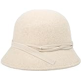 HH HOFNEN Women Cloche Felt Hat Winter Wool Bucket Hat Vintage Fedora Bowler Hat