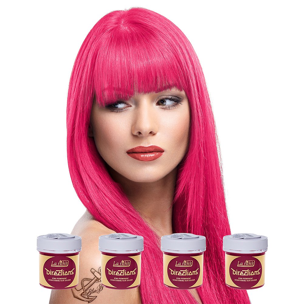 4 X La Riche Directions Semi-Permanent Hair Color 88ml Tubs - Flamingo Pink