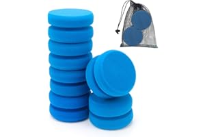 Paint Sponge Black 6Pcs, Boyistar Detail Painting Sponge Double-Side Art Craft Round Sponges for Car Waxing, Wall Repairing Kitchen Cleaning Sponges with Storage Mesh Bag (6 Blue)