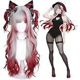 KORURACLUB Gradient Anime Cosplay Wig Lolita Pink Wig (Crimson Silver Glow) | Anime Wig，Cosplay Wig，Lolita Wig，Women's Wig，Halloween Wig，Kawaii Cosplay，Costume Wig，Party Wig(No accessories included)