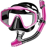 Snorkeling Gear for Adults,Dry-Top Snorkel Set with Tempered Glass,Anti-Fog & Anti-Leak Panoramic Swim Mask, Adjustable Snorkel Kit with Carry Bag for Scuba Diving, Swimming,Travel
