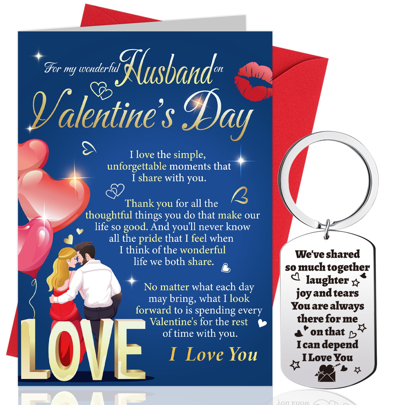 HOWAF Valentines Card for Husband, Valentine's Day Card for Husband, Valentine Card for Husband Valentines Day Card for Him, Valentines Keyring Husband Keyring Valentines Gifts for Husband