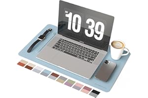RENMTURE Double-Sided Two-Tone Faux Leather Desk mat Desktop Organization and Accessories Home and Office Large Mouse pad Game and Work (Blue/Gray, 23.6" x 13.7")